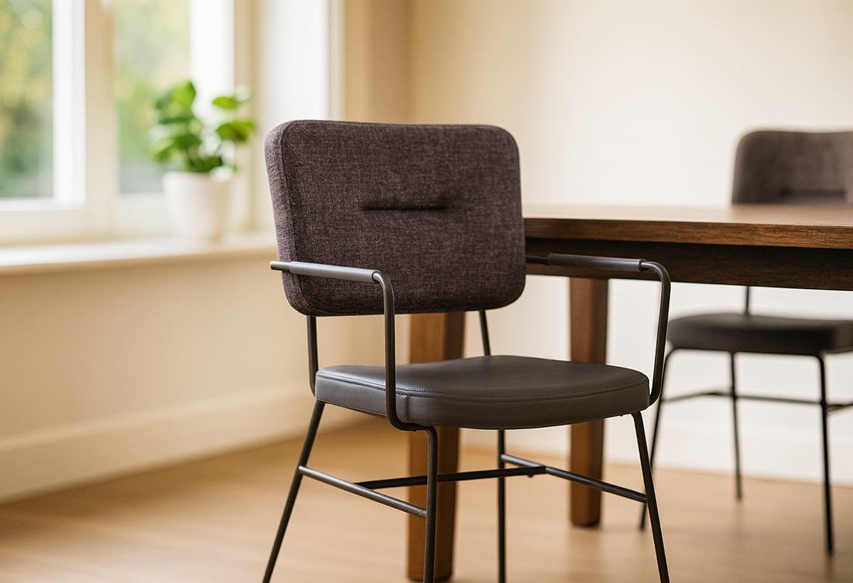 Απεικονίζεται μια τραπεζαρία με καρέκλες Iris.